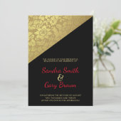 Invitation Mariage de texture or floral Damask (Debout devant)
