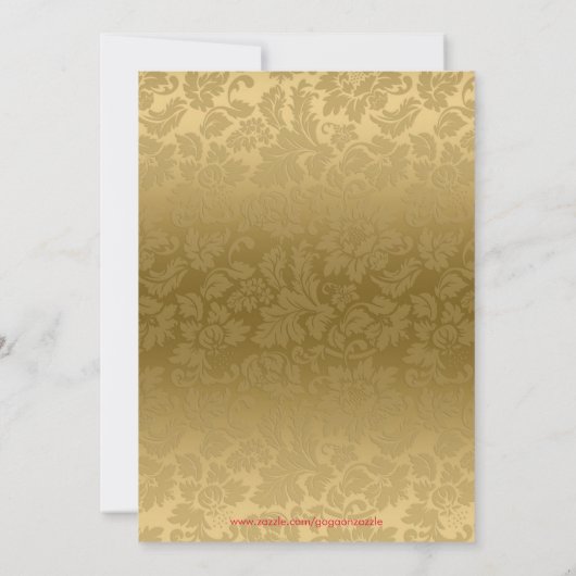 Invitation Mariage de texture or floral Damask (Dos)