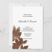 Invitation Mariage de timbre feuille Brown (Devant)