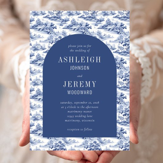 Invitation Mariage de Toile d'Arche Bleu antique