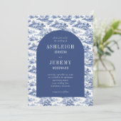 Invitation Mariage de Toile d'Arche Bleu antique (Debout devant)