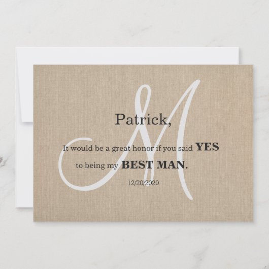 Invitation Mariage de toile en lin rustique Soyez mon meilleu (Dos)