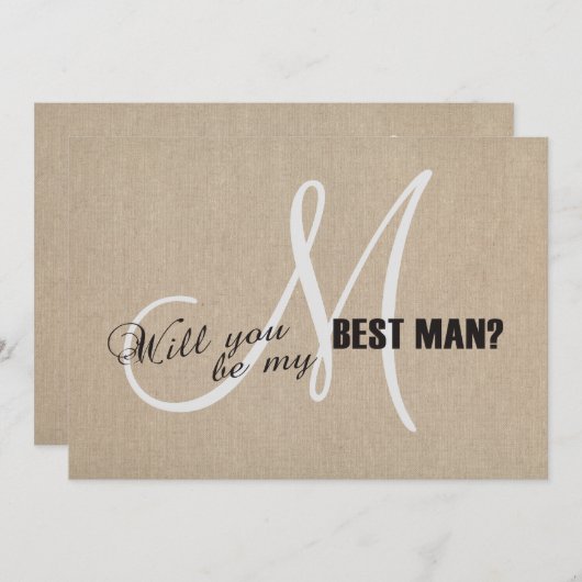 Invitation Mariage de toile en lin rustique Soyez mon meilleu (Devant / Derrière)