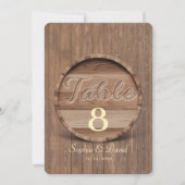 Invitation Mariage de tonneau en bois rustique Numéro de tabl (Devant)