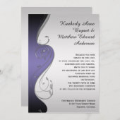 Invitation Mariage de torons ornés d'argent violet (Devant / Derrière)
