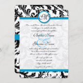 Invitation Mariage de torrents Aqua Damask (Devant / Derrière)