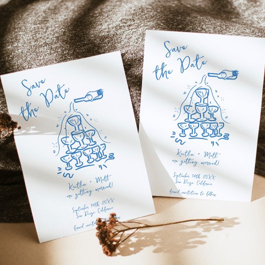 Invitation Mariage de tour Champagne tiré à la main