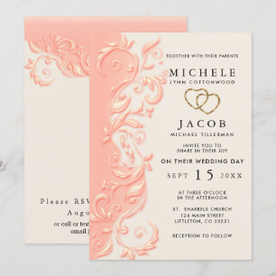 Invitation Mariage de tourbillon floral et RSVP