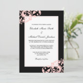 Invitation Mariage de tourbillons noirs et roses (Debout devant)
