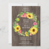 Invitation Mariage de tournesol avec couronne sur arrière - p (Devant)