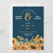 Invitation Mariage de tournesol bleu de la marine russe (Devant)