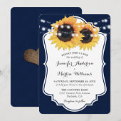 Invitation Mariage de tournesol bleu de la marine russe (Devant / Derrière)