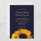 Invitation Mariage de tournesol bleu marine joyeux et élégant (Devant)
