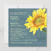 Invitation Mariage de tournesol bleu rustique (Devant)