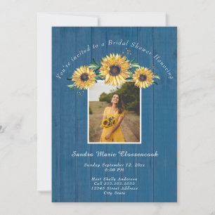 Invitation Mariage de tournesol bleu rustique I Fête des mari