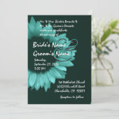 Invitation Mariage de tournesol bleu turquoise (Debout devant)