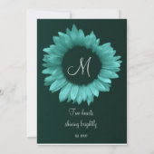 Invitation Mariage de tournesol bleu turquoise (Dos)