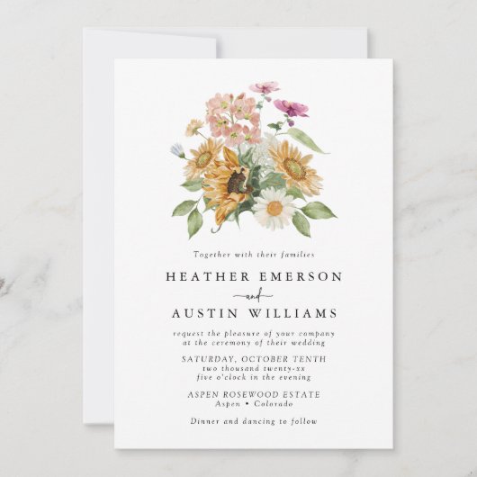 Invitation Mariage de tournesol chic (Devant)