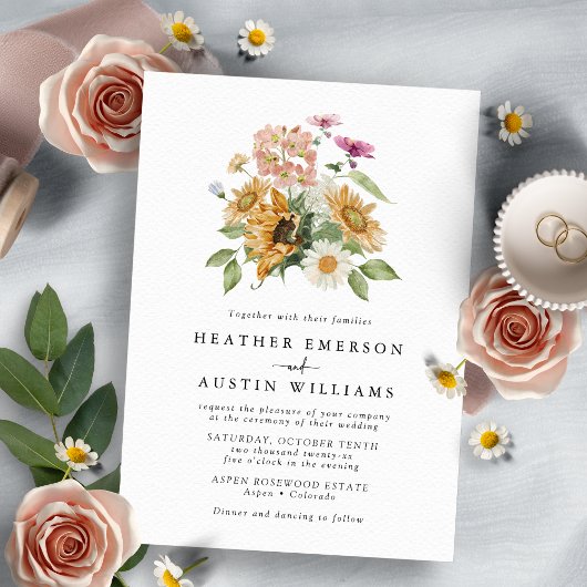 Invitation Mariage de tournesol chic