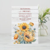 Invitation Mariage de tournesol d'aquarelle d'automne (Debout devant)