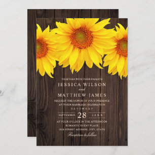 Invitation Mariage de tournesol d'automne Rustic Country Barn