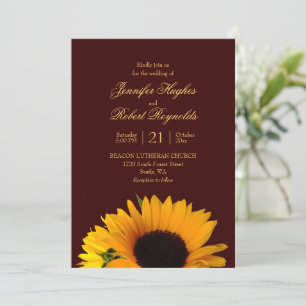 Invitation Mariage de tournesol d'automne rustique