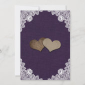 Invitation Mariage de tournesol de dentelle violet rustique (Dos)