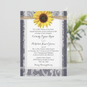 Invitation Mariage de tournesol Denim et Lace (Debout devant)