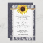 Invitation Mariage de tournesol Denim et Lace (Devant / Derrière)