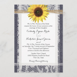 Invitation Mariage de tournesol Denim et Lace