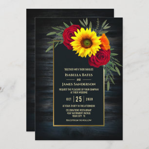 Invitation Mariage de tournesol en bois de Barnwood