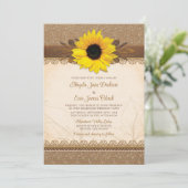 Invitation Mariage de tournesol en bois de dentelle de Burlap (Debout devant)