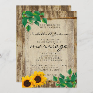 Invitation Mariage de tournesol en bois de la grange russe