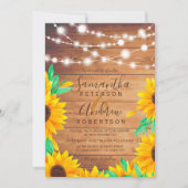 Invitation mariage de tournesol en bois d'orange rustique (Devant)
