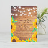 Invitation mariage de tournesol en bois d'orange rustique (Debout devant)