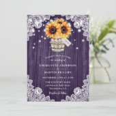 Invitation Mariage de tournesol en bois violet rustique (Debout devant)