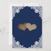 Invitation Mariage de tournesol en dentelle bleu de la marine (Dos)