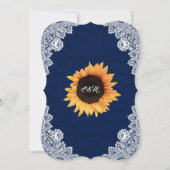 Invitation Mariage de tournesol en dentelle bleu marine (Dos)