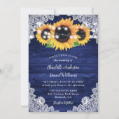 Invitation Mariage de tournesol en dentelle de bois rustique (Devant)