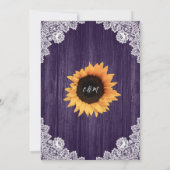 Invitation Mariage de tournesol en dentelle de bois violet (Dos)