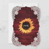 Invitation Mariage de tournesol en dentelle rouge rustique (Dos)