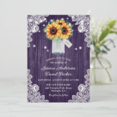 Invitation Mariage de tournesol en dentelle violette rustique (Debout devant)
