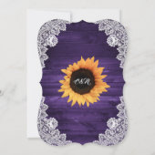 Invitation Mariage de tournesol en dentelle violette rustique (Dos)