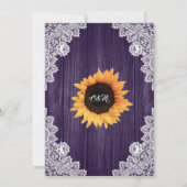 Invitation Mariage de tournesol en dentelle violette rustique (Dos)