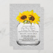 Invitation Mariage de tournesol en pot Mason invite sunflw8 (Devant / Derrière)