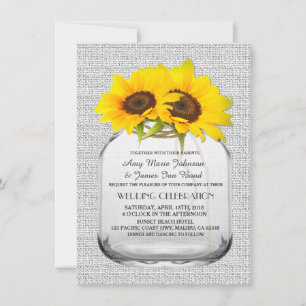 Invitation Mariage de tournesol en pot Mason invite sunflw8