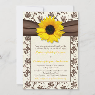 Invitation Mariage de tournesol en ruban Brown jaune