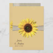 Invitation Mariage de tournesol et de burlap (Devant / Derrière)