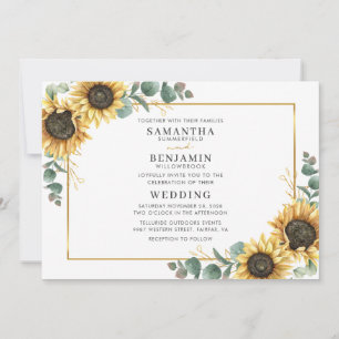 Invitation Mariage de tournesol floral géométrique Eucalyptus