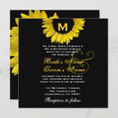 Invitation Mariage de tournesol jaune et noir (Devant / Derrière)